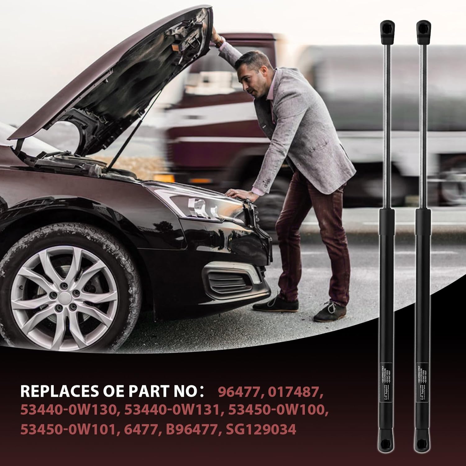 6477 Hood Lift Supports for Lexus ES350 2007 2008 2009 2010 2011 2012 2013 2014 Front Gas Shock Struts (2PC Set) OE#534400W131
