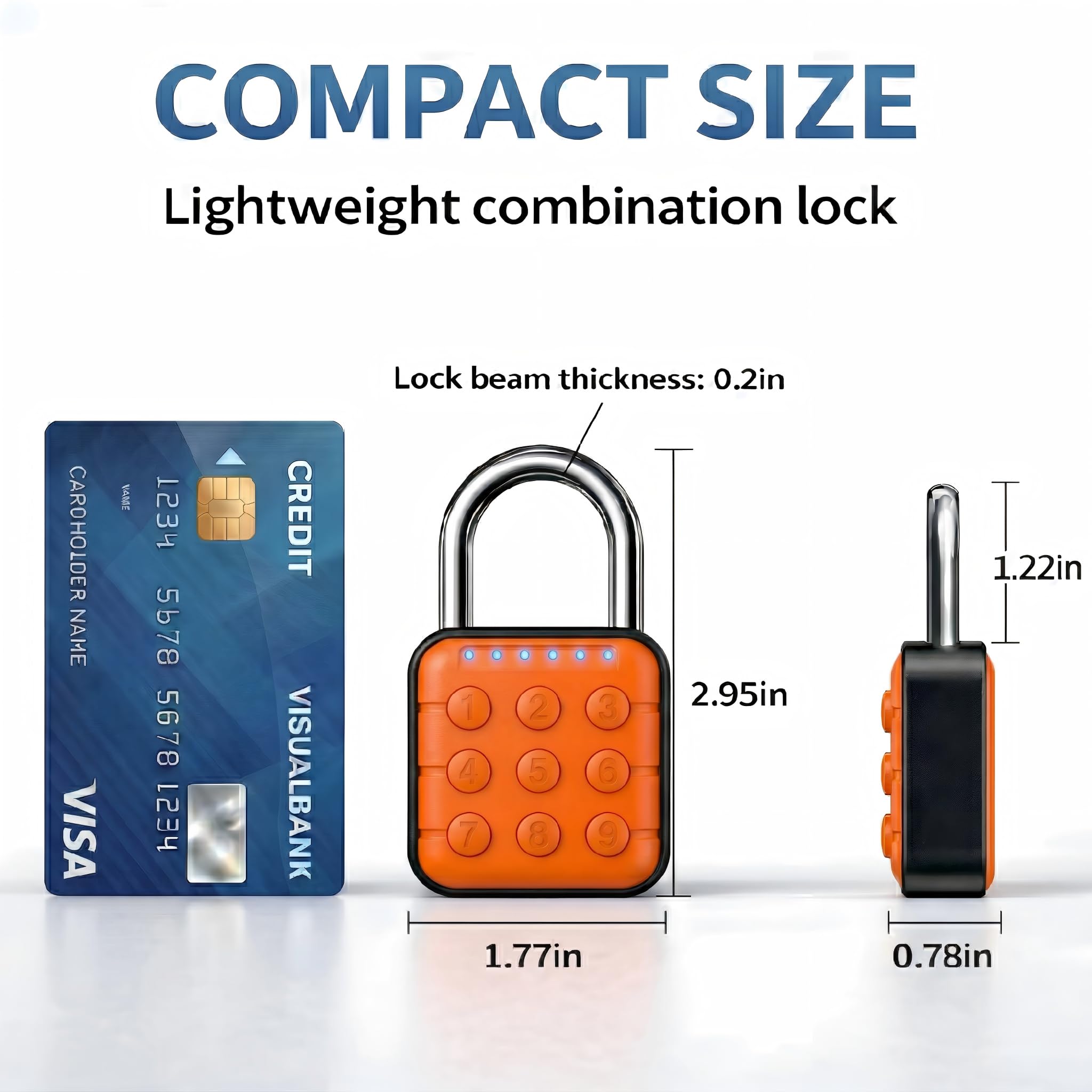 Candado de combinación, paquete de 2 candados de combinación con código de 6 dígitos, candado digital con entrada sin llave, cerradura de aleación de zinc impermeable IP67 para taquilla