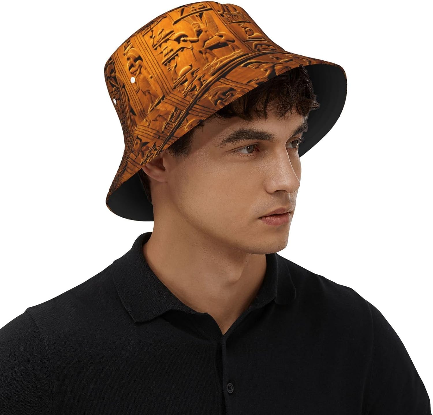 Native American Print Sun Hat Outdoor Fisherman Cap Summer Bucket Hat Beach for Men Women Black