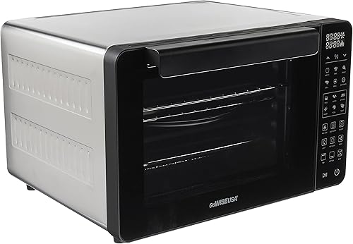 GoWISE USA Horno freidora de aire de 25 cuartos y deshidratador profesional con 3 elementos calefactores y asador, 12 funciones, precalentamiento y