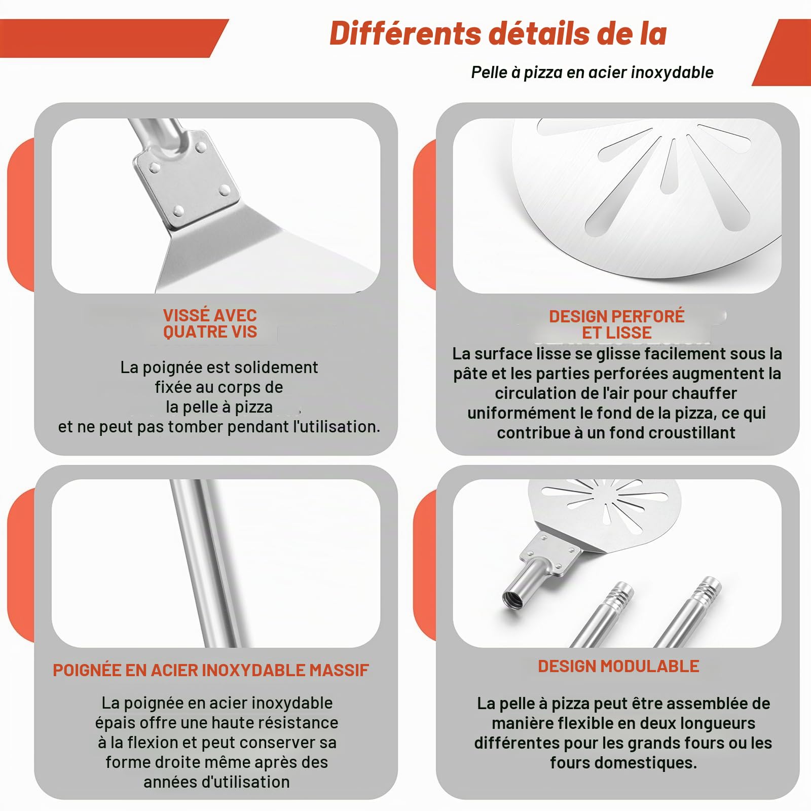 Homikit Pelle à pizza ronde en acier inoxydable (1,17,8 cm)