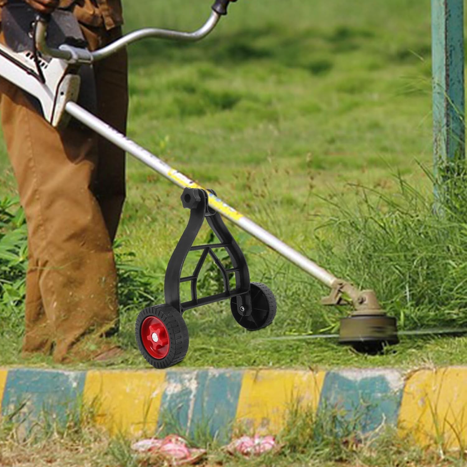 UPKOCH Grass Trimmer Support Wheel Garden Mower Support Caster Weeder Eater Wheel Attachment Adjustable Wheels for String Trimmer Weedeaters Grass Cutter Brush Cutter