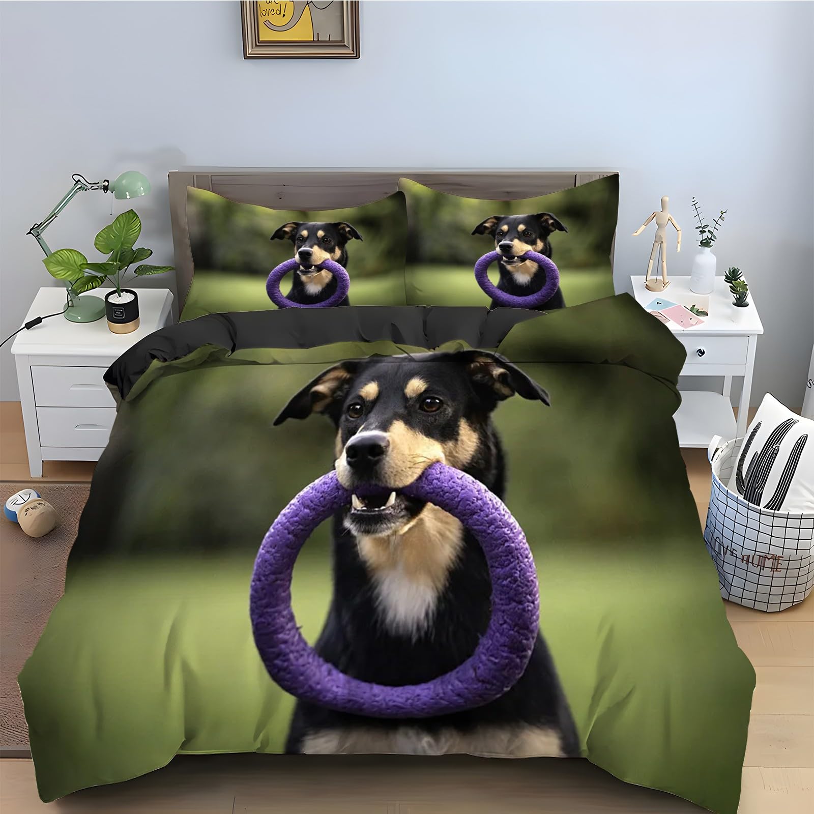 Parure de lit Setter Gordon avec housse de couette 220x240 cm et 2 taies d'oreiller microfibre
