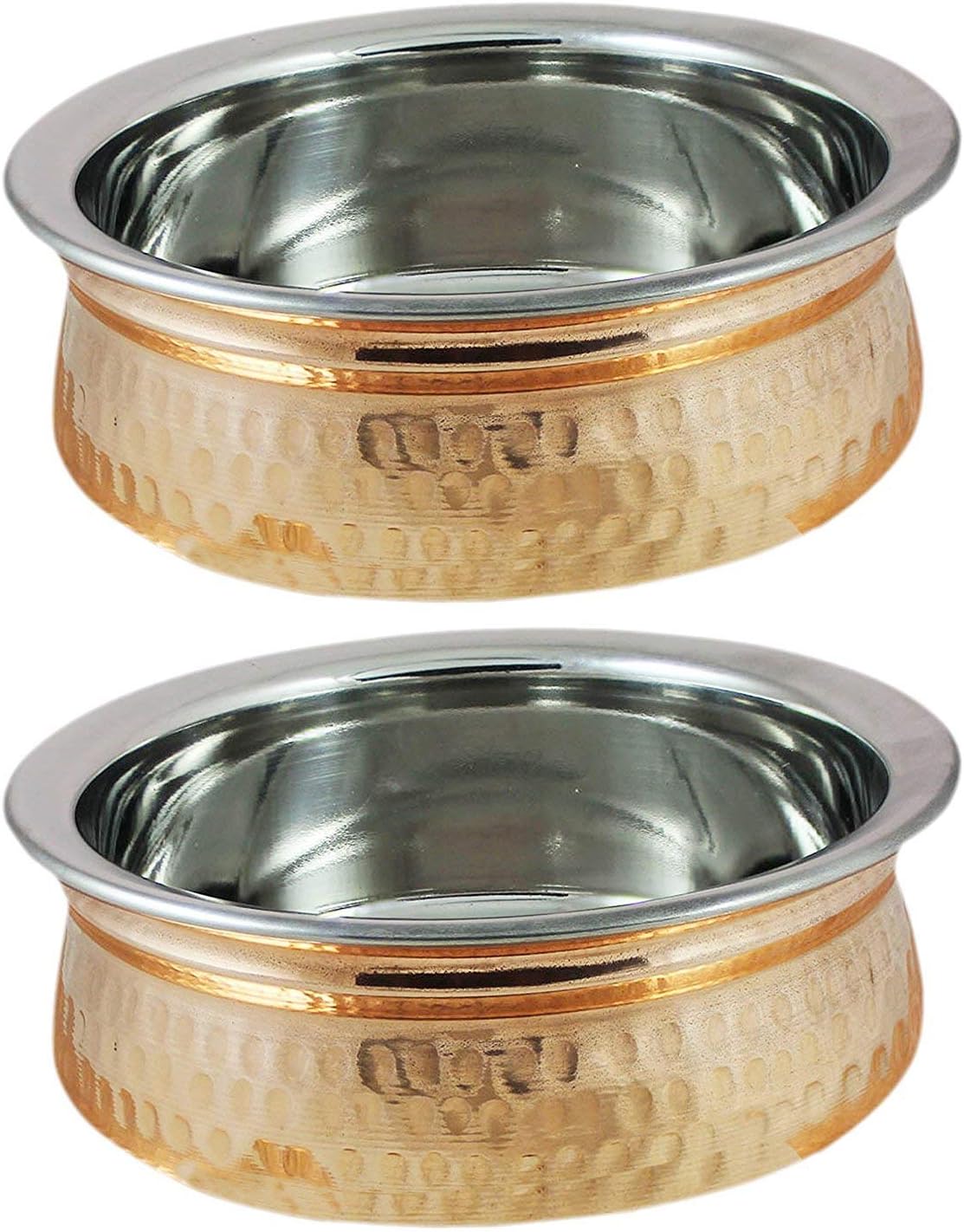 Serving Bowl Tureen Copper Stainless Steel Serving Dishes for Appetizers, Set of 2, Diameter 5 Inch