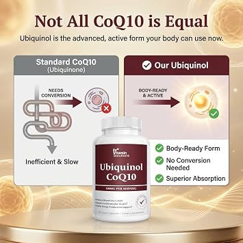 Ubiquinol CoQ10 100 mg Active Form of Coenzyme Q10 with Enhanced Bioactivity Heart & Cardiovascular Health Support, Antioxidant & Cellular Energy Production Formula, Non-GMO, 60 Softgels