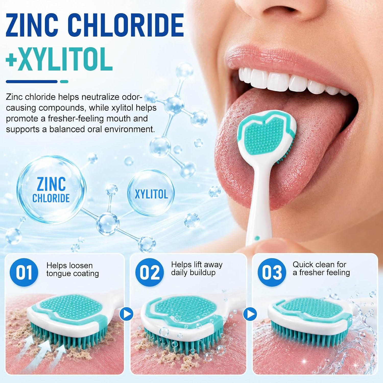 Tongue Gel Cleaner Kit with Tongue Brush, 2PCS Tongue Cleaner