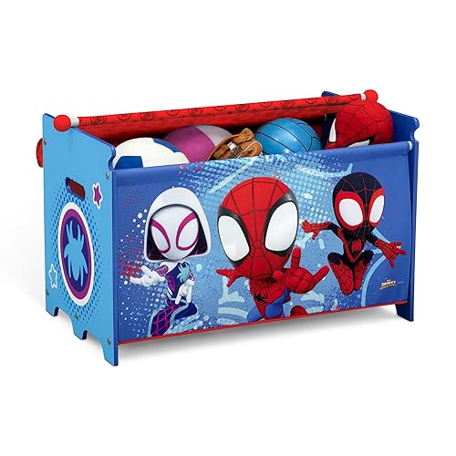 Miniatura 6 de Delta Children Marvel Spidey and His Amazing Friends - Juego de 3 piezas para sala de juegos, incluye mesa, silla y caja de juguetes, azulrojo