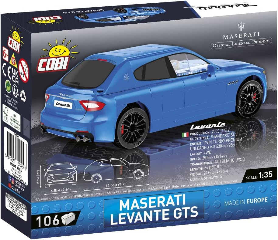 COBI Maserati Collection Maserati Levante GTS Vehicle Building Set, 106 Pieces