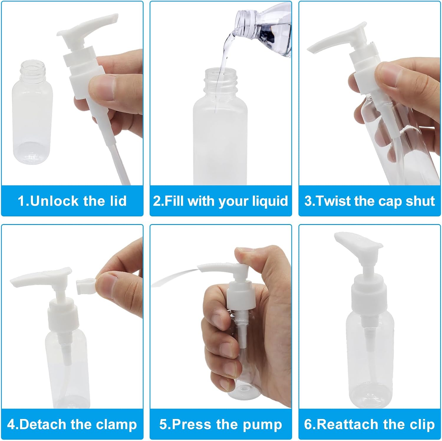 4-Piece Mini Travel Pump Bottle Set, 50ml