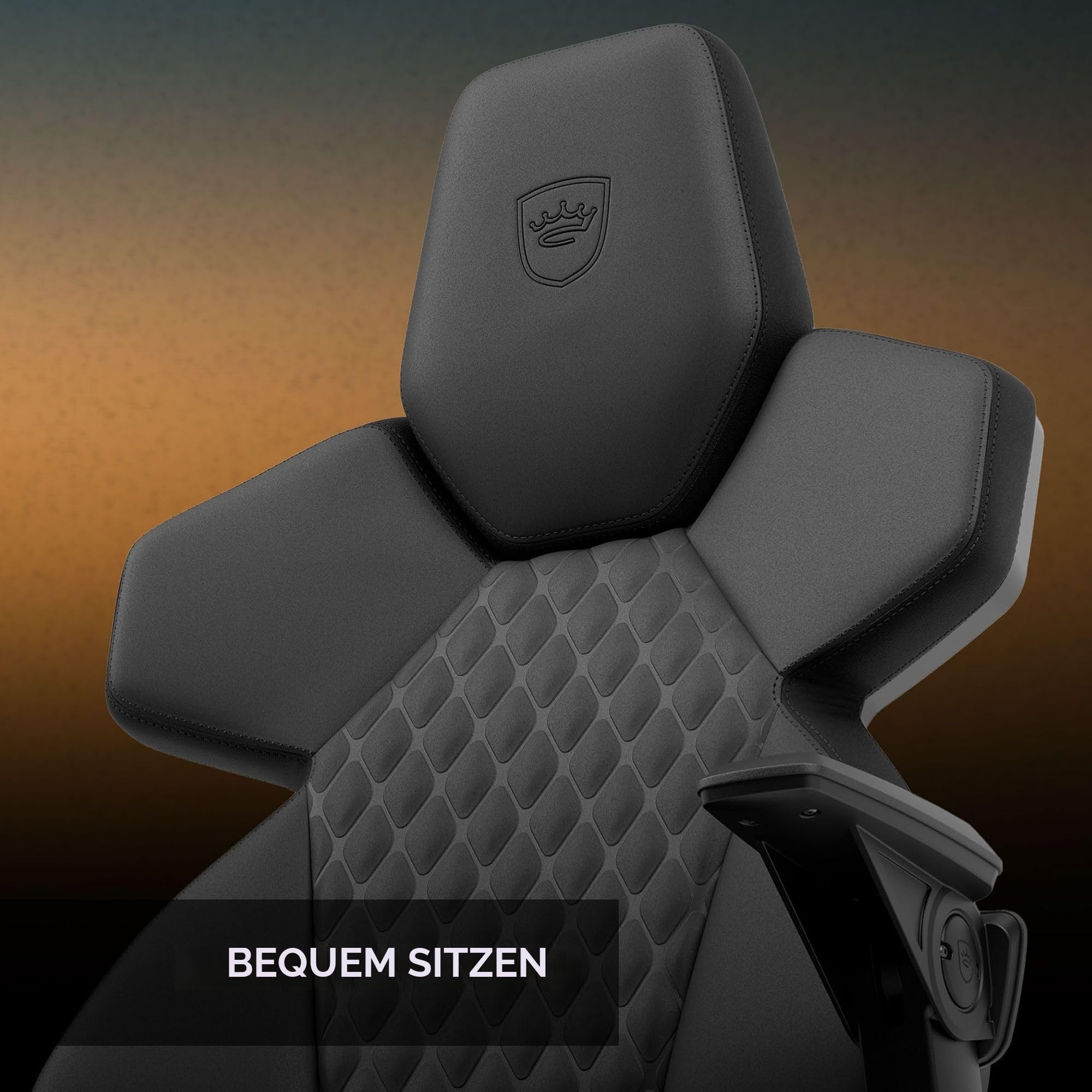 noblechairs Dawn Gaming Stuhl Schwarz – Ergonomischer Schreibtischstuhl mit klappbaren Armlehnen, Synchronmechanik, Kunstlederbezug, Lordosenstütze, Universalrollen