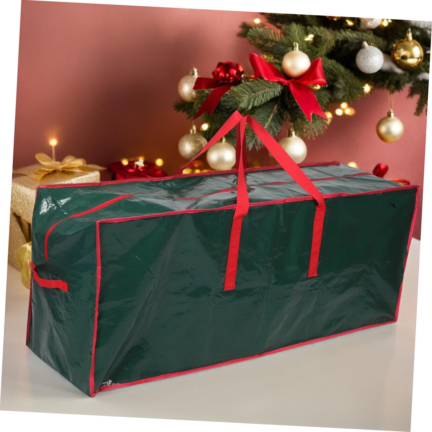 Bolsa Para Árbol De Navidad De Organizadora Tejida Con Cremallera Bolsa De Almacenamiento Extragrande Para Decoración Navideña Artificial