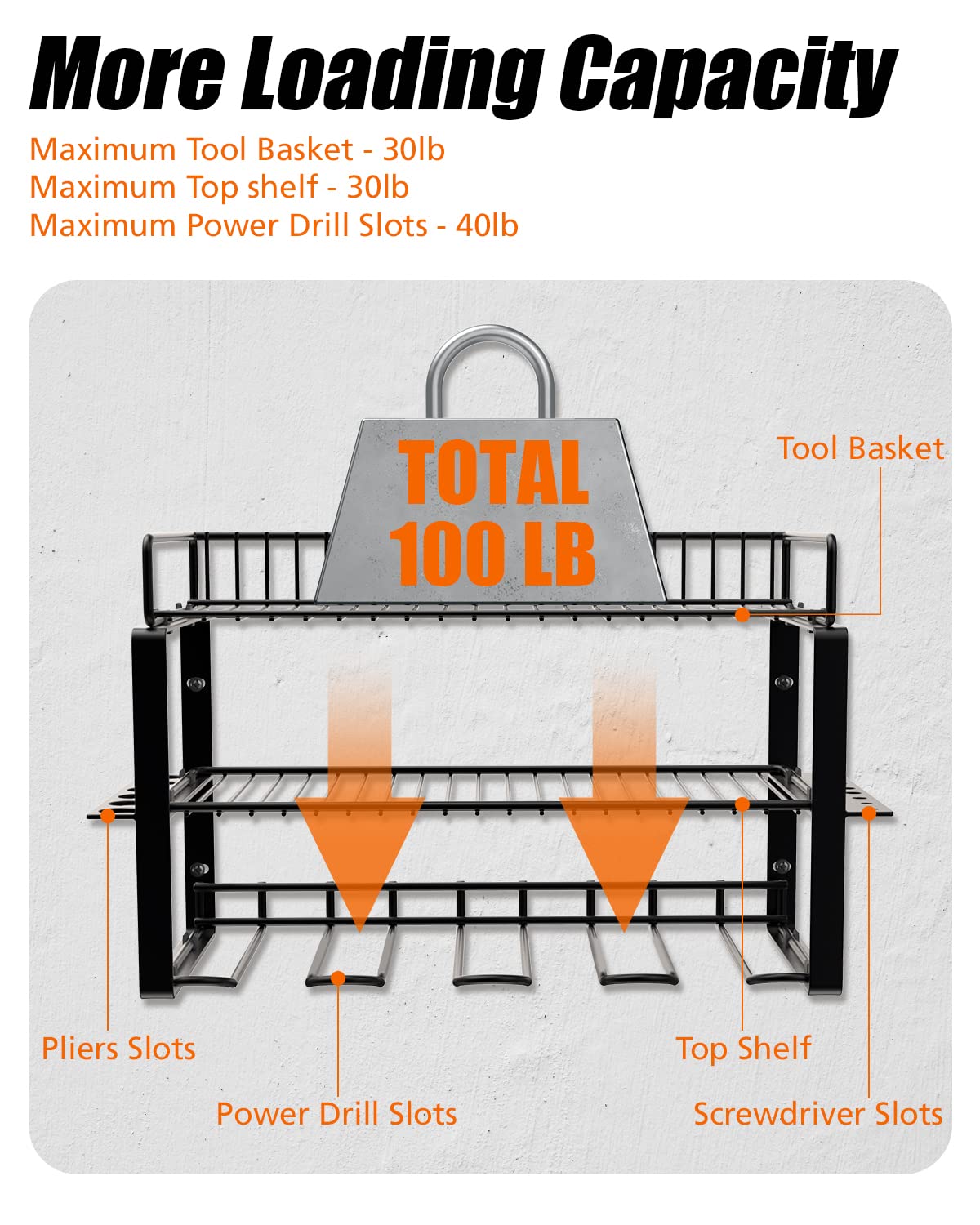 Power Tool Organizer Holder - Wall Mount Style for Power Tool Drill as Heavy Duty Tool Shelf & Tool Rack with Compact Packed with Color Box, Great Gift for Man image 6