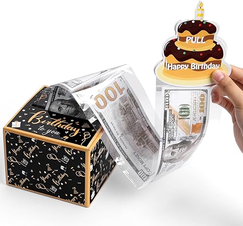Caja de dinero de cumpleaños para regalo en efectivo, caja de regalo de feliz cumpleaños, soporte de dinero para regalo en efectivo con tarjeta