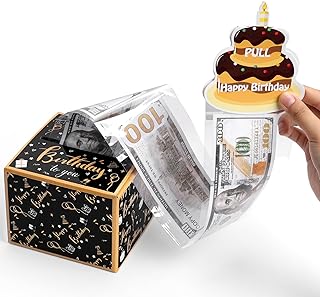 Birthday Money Box for Cash Gift Pull, DIY Happy Birthday Money Roll Gift Box, Money Holder for Cash Gift with Pull Out Card, Birthday Money Surprise Cash Box for Friends, Parents and Lovers