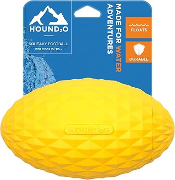 Hound2O Football Dog Toy - Squeaky Floating Toy - Yellow Outdoor Toy | Tough Durable Rubber Dog Toy, Squeaky, Floats, Indoor Outdoor Use