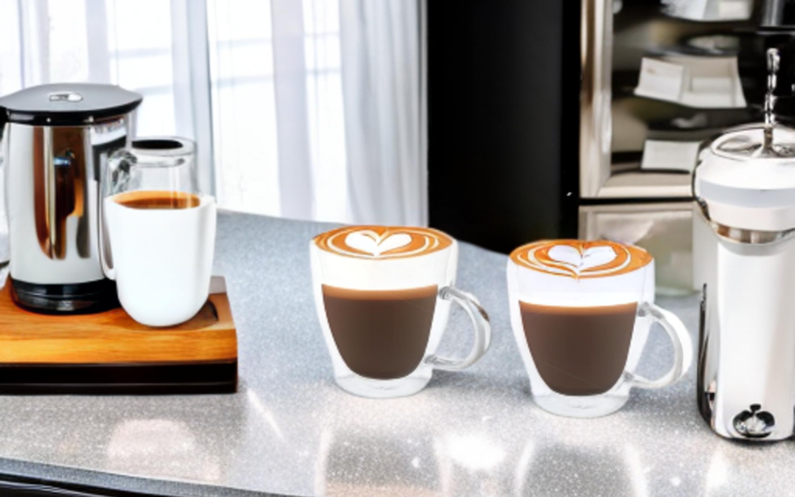 Set di 6 tazze a doppia parete Borosilicato, tazze termiche per bevande calde e fredde, tazze da tè, caffè, cappuccino, set completo di 6 bicchieri, vetro termico e leggero ( - 270 ml)