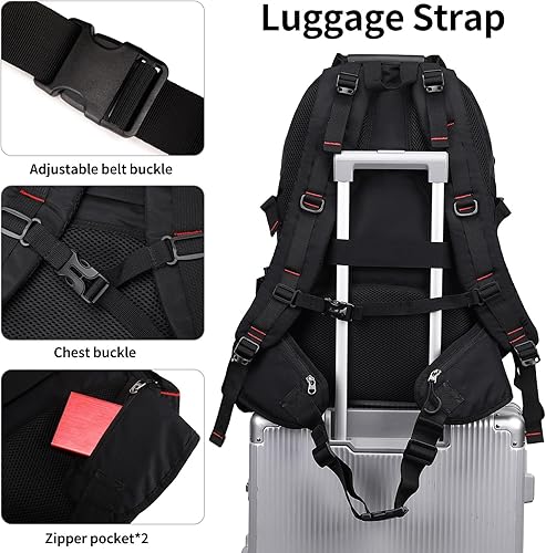 Miniatura 4 de Nerlion - Mochila de senderismo de 40 litros para hombres y mujeres, para campamento, impermeable, al aire libre, senderismo, mochila ligera (negro)