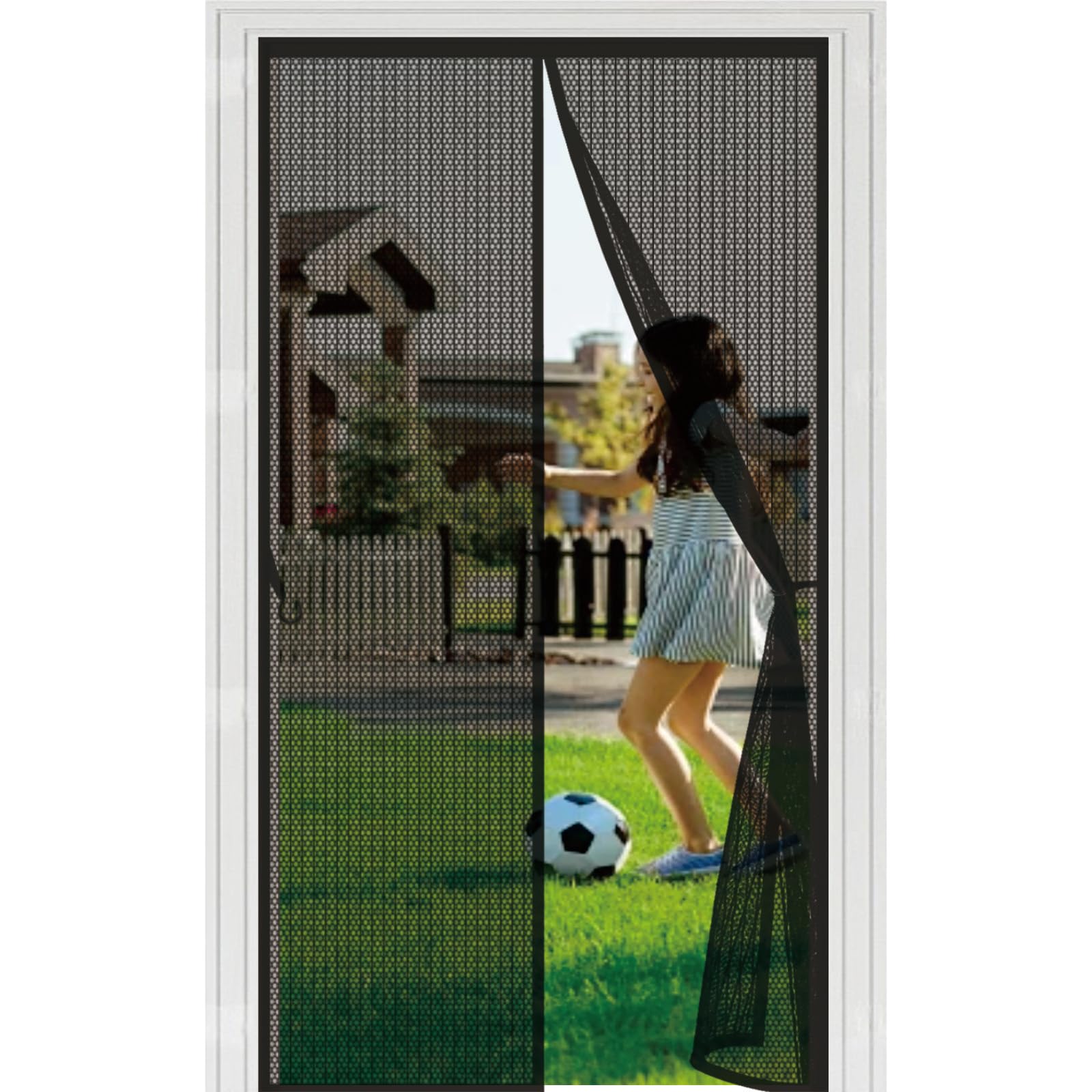 Rideau de porte moustique 107x282 cm noir avec fermeture automatique