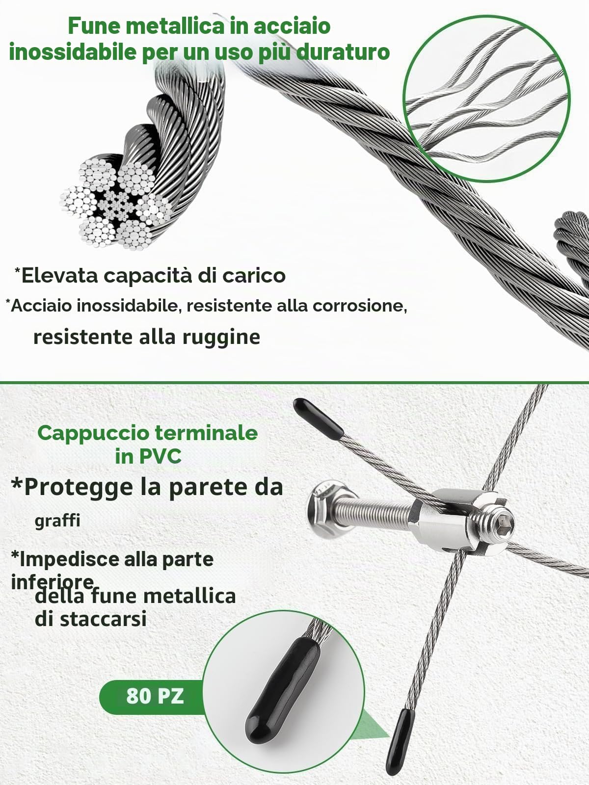 Kalolary Traliccio in Filo Giardino per Piante Rampicanti, 30M Kit Traliccio Filo d'Acciaio Resistente Acciaio Inossidabile Piante Parete Corda Acciaio Rampicante Kit Traliccio Cavi con Morsetto Croce