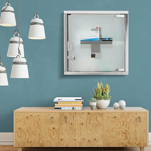 Miniatura 4 de Armario de pared de primeros auxilios con cerradura, botiquín montado en la pared, gabinete médico colgante con puerta de vidrio de seguridad para