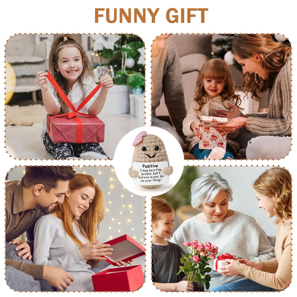 Aolso Mini Patata Positiva Divertida Muñeca，Juguetes de Papa Peluche muñeca，Patata Positiva de Punto Lindo，Pocket Hug Mini Peluche de Tejer de Punto Linda Creativo para Niños Adultos-marrón