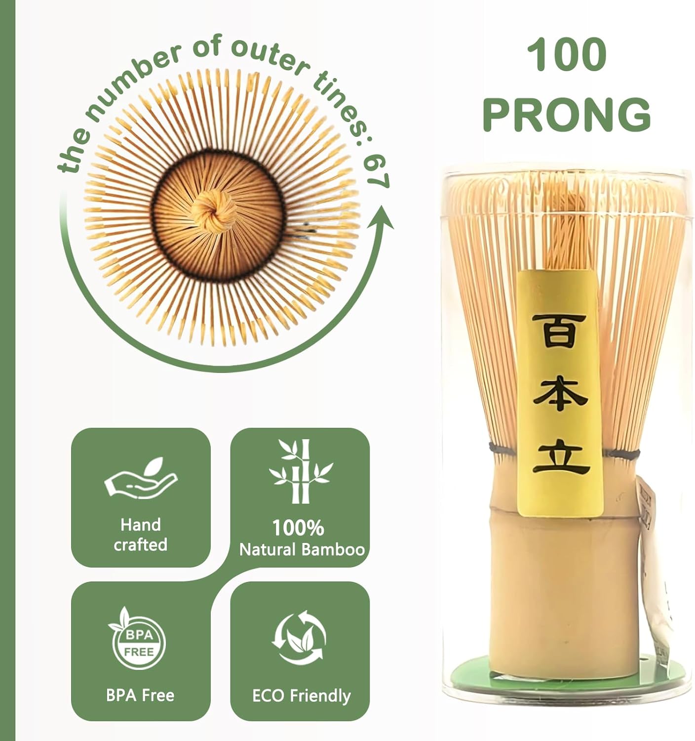 Cute Matcha Whisk Set with Cat and Strawberry Pattern Matt Matcha Bowl, 5PCS Traditional Bamboo Whisk Kit, Chasen and Chashaku, White