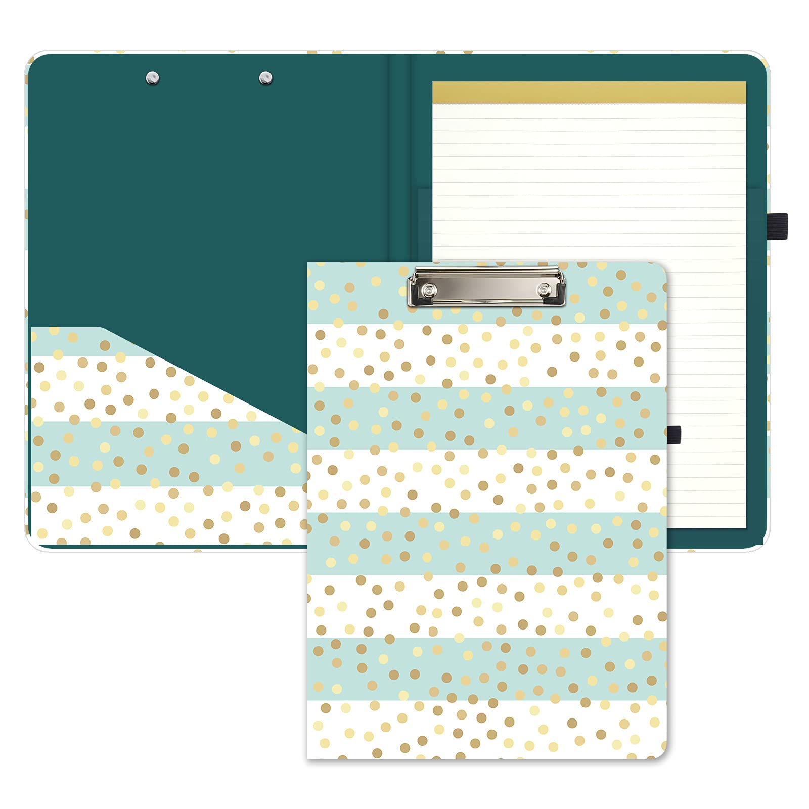 Hongri Clipboard Folio with Refillable Lined Notepad and Interior Storage Pocket for Students, Classroom, Office, Women, Man, Cute Custom Pattern,