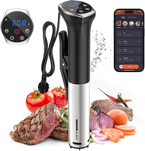 Cocina Sous Vide, máquinas Sous Vide de 1100 W, control de aplicación de conexión wifi con receta ultra silencioso de calentamiento rápido, pantalla
