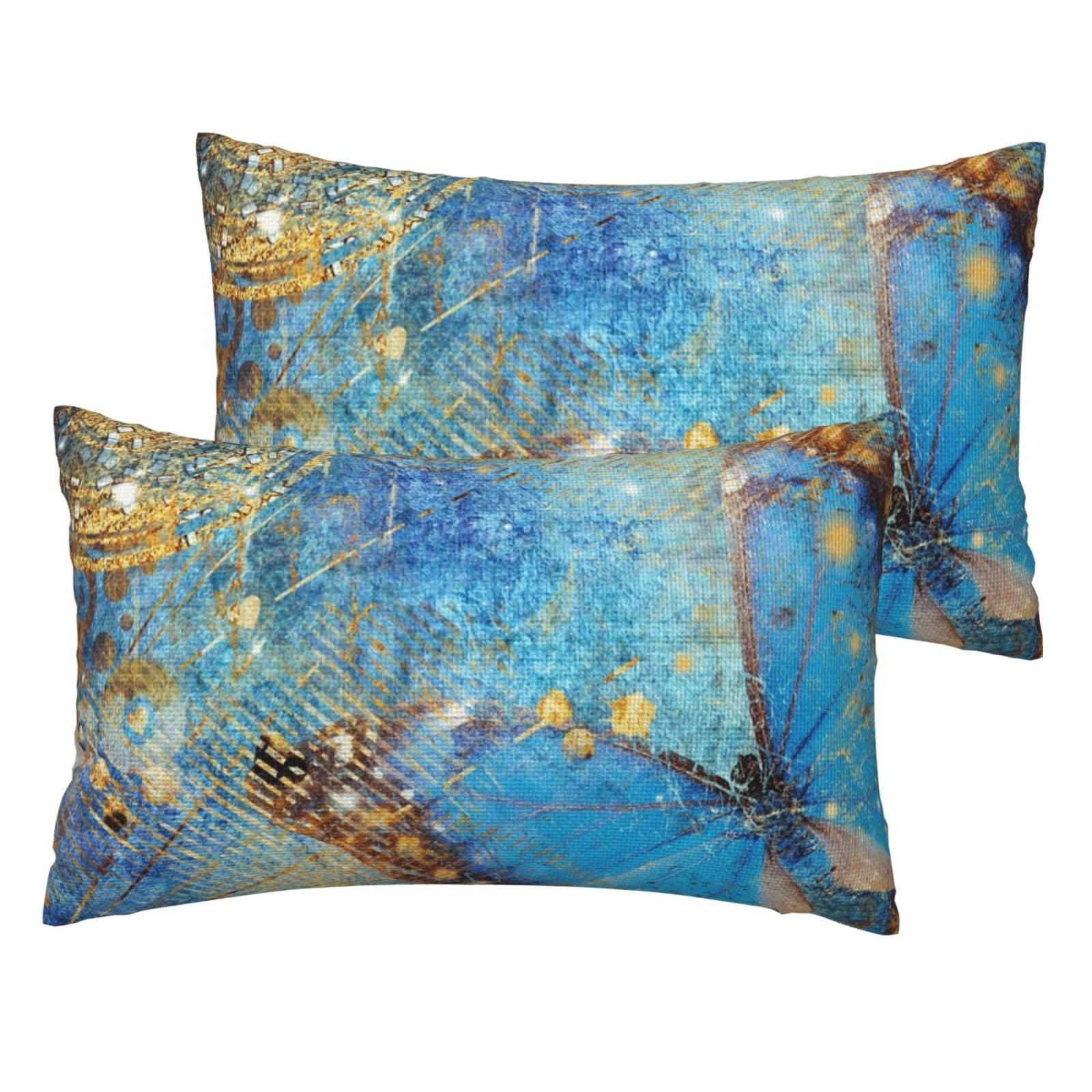 Housse de coussin aspect lin motif papillon rouille (lot de 2)