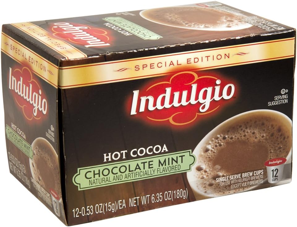Indulgio Mint Chocolate Cocoa Special Edition Sin for Keurig K-Cup Brewers, 12 Count (Pack of 6) (Compatible with 2.0 Keurig Brewers)
