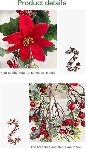 Miniatura 10 de Artifical Flower,Artificial Christmas Vine,Dragon Beard Red Fruit Christmas Flower,Table Centerpieces for Home Kitchen Garden Party Decor (#1)