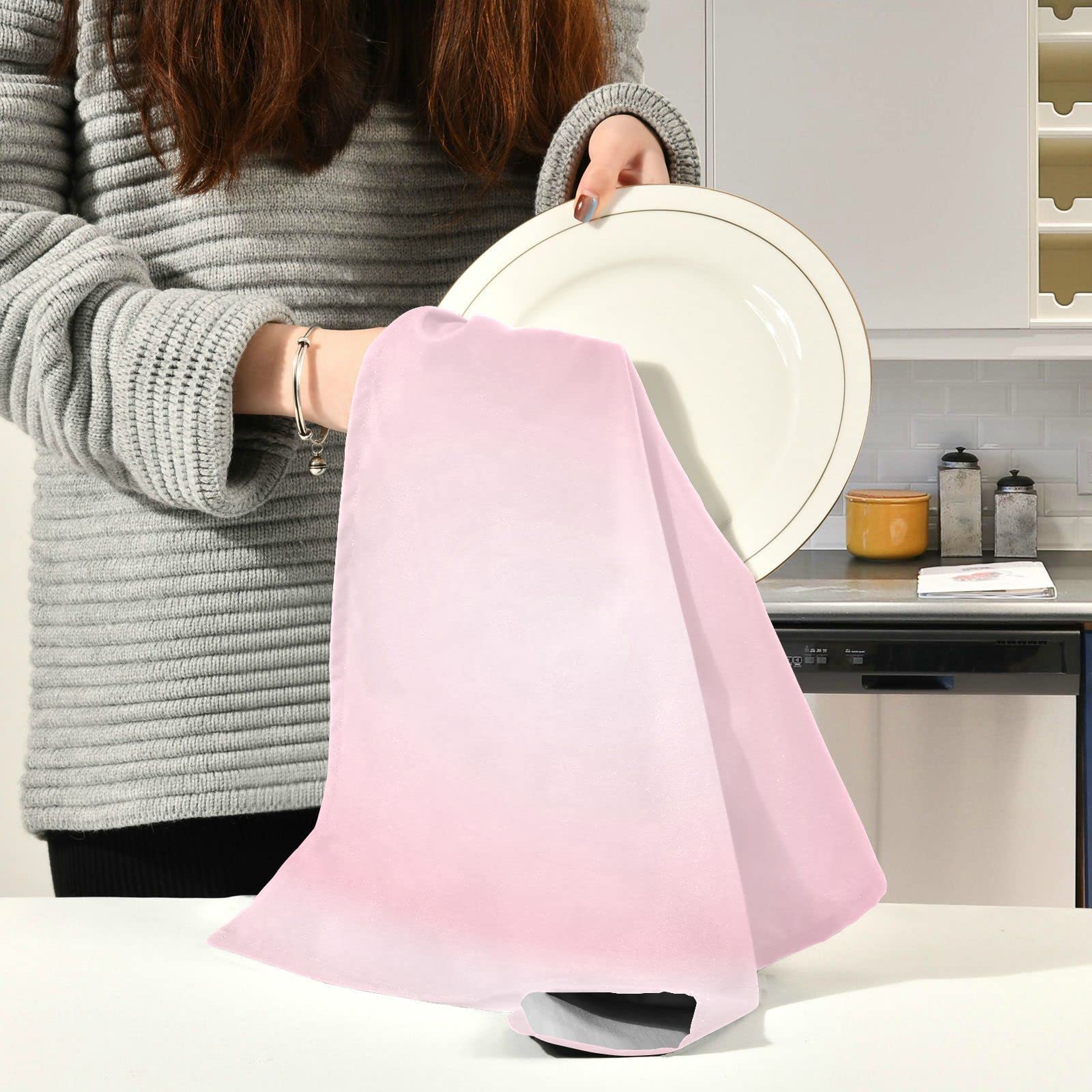 SPBL&L Asciugamani da cucina natalizi con fiocco rosa, 40,6 x 61