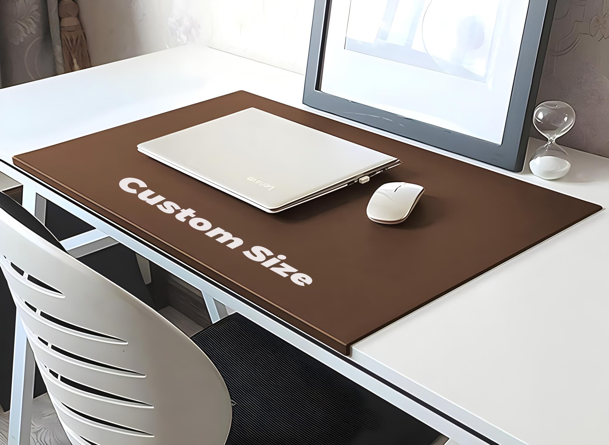 Mouse Pad Desk Mat with Edge Protector, PU Leather Office Home Desk Pad with Fixation Lip, Smooth Gaming Mouse Mat Non Slip Writing Pad