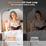 Desk Lamp with Clamp, Eye-Caring Desk Light with 50 Lighting Modes, Wide Double Head, Adjustable Architect Light Flexible Neck, Table lamp for Home Office, Computer, Craft(Includes Adapter)