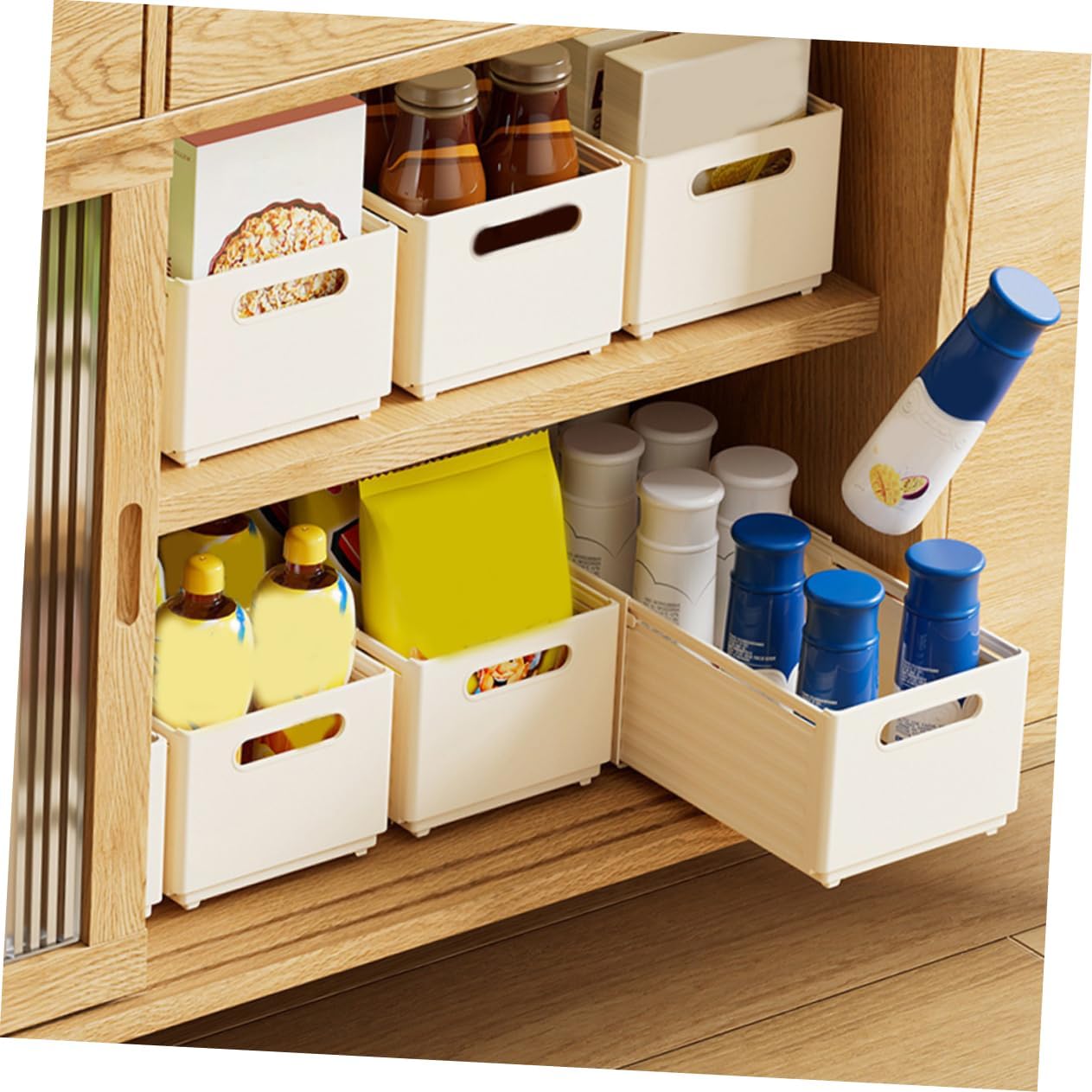 2pcs Underwear Storage Organizer Multi-use Drawer Cases for Underpants Socks Lingerie Cream White Design for Home and Closet Organization