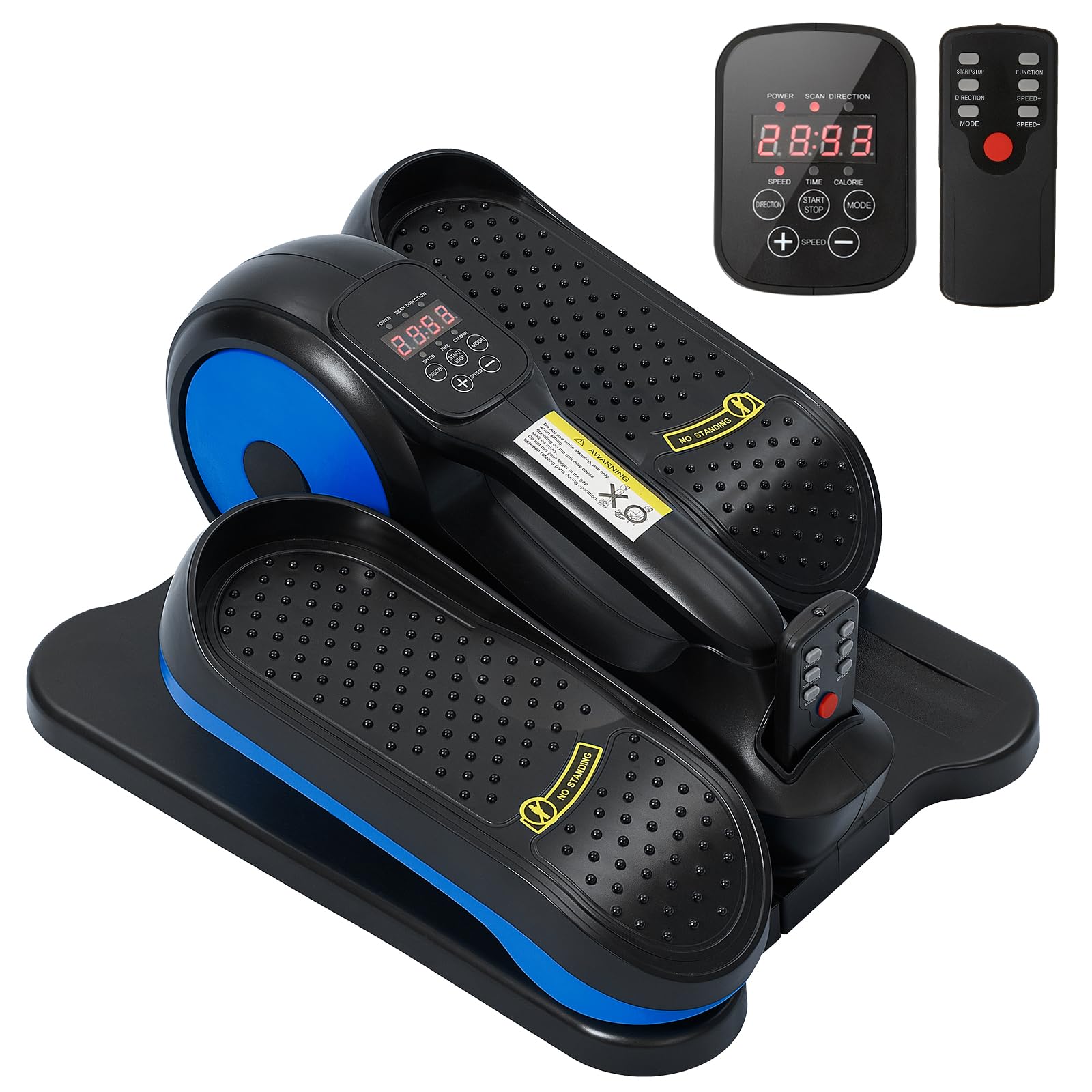 Under Desk Elliptical Machine,Electric Ellipse Leg Exerciser as See on TV with Remote Control,12 Level Speeds Seated Pedal Exerciser for Seniors Adults, Manual & Auto Mode (Blue)