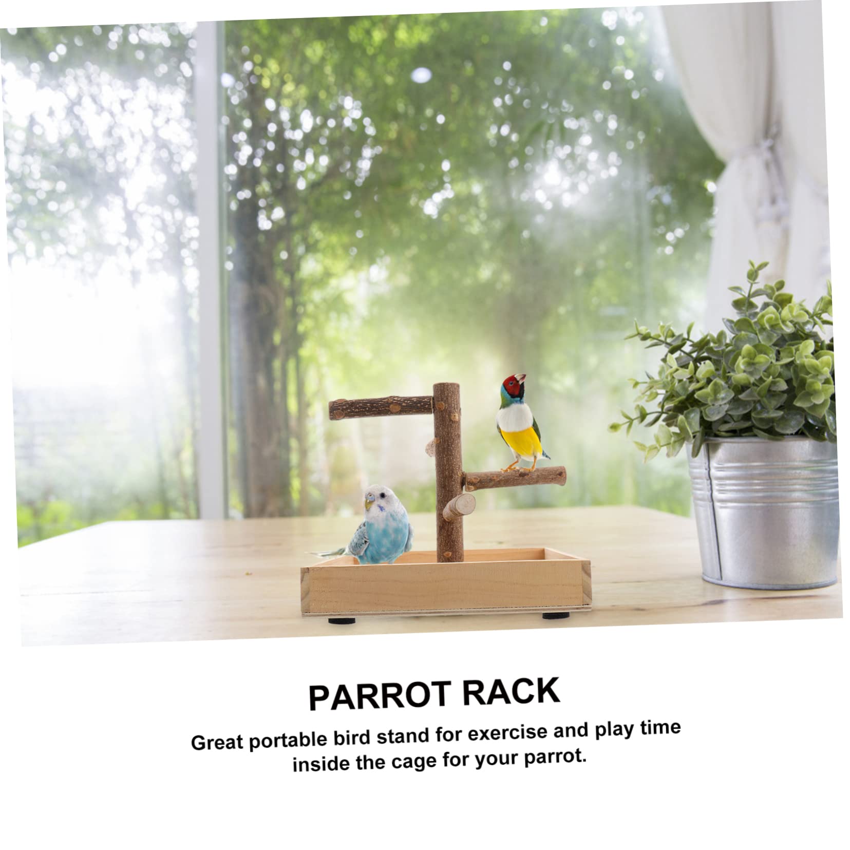 Toddmomy Soporte para Perchas De Pájaros De Madera, De Juego para Pájaros Pequeño, Entrenamiento Portátil para Loros, Soporte De Juego Seguro para Agapornis y Periquitos