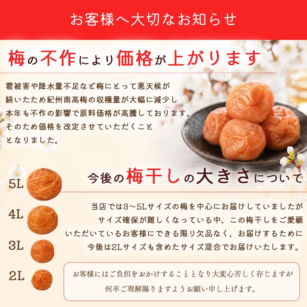 Amazon | 大粒 完熟南高梅【しその風味香る 塩分10%】紀州南高梅 高級