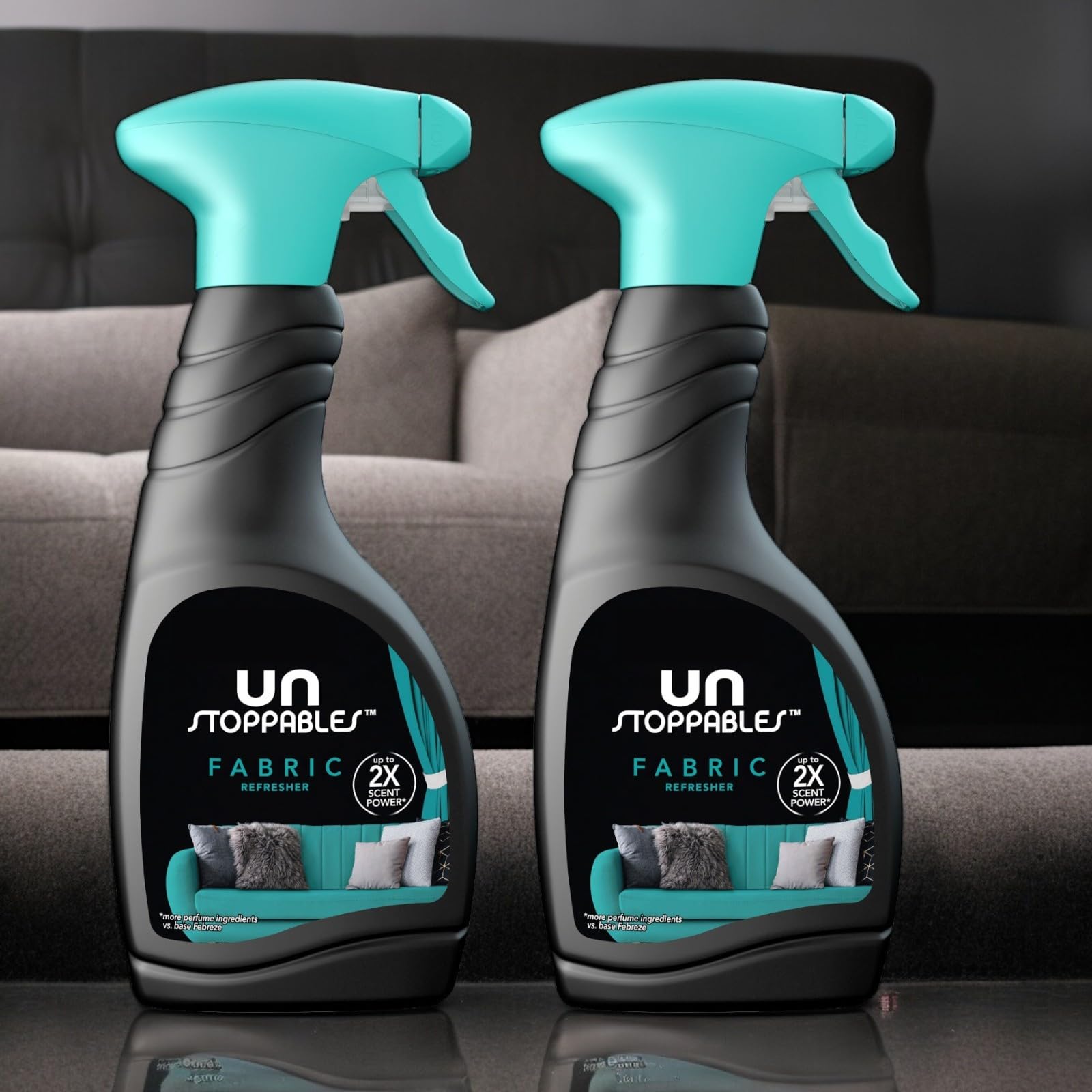 Febreze Unstoppables FRESH Fabric Freshener Spray Bundle - Pack of 2 x 500ml UNSTOPPABLE FRESH Scent Water-Based Formula Fabric Spray, Carpet Odour Eliminator - Double power than base Febreze