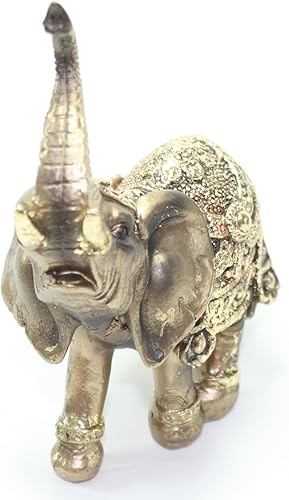 Miniatura 3 de Feng Shui 4.5 pulgadas de alto color latón elegante elefante tronco estatua riqueza suerte figura decoración del hogar regalo
