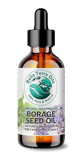 Bella Terra Oils - Aceite de semilla de borraja 2oz - Excelencia prensada en frío, rico en ácido gamma-linolénico (GLA), vitaminas y minerales,