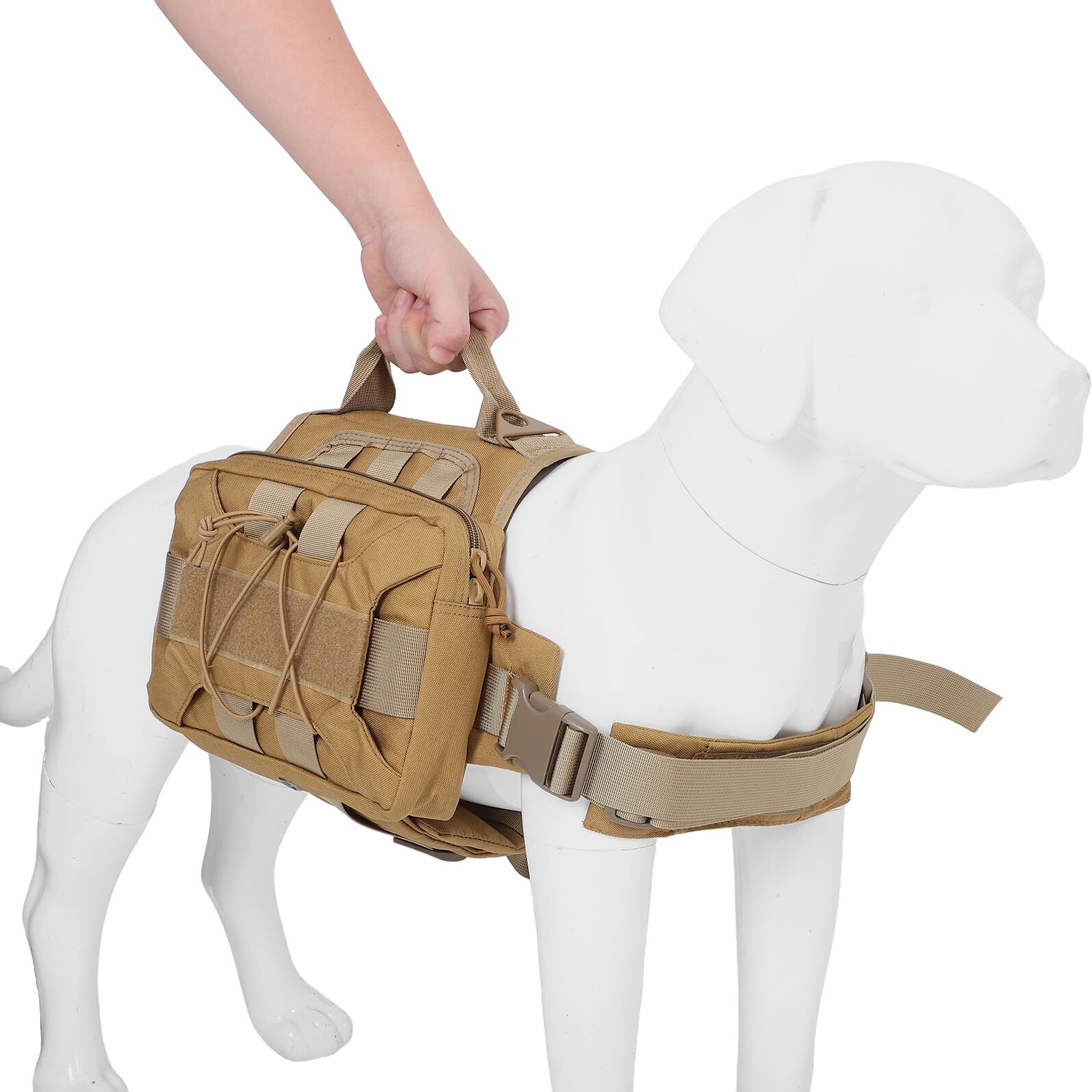 Zaino da Sella per Cani da Trekking con Tasche Laterali in Nylon Regolabile per Animali da 20-55 Kg Borsa da Viaggio con Maniglia per Escursioni e Addestramento