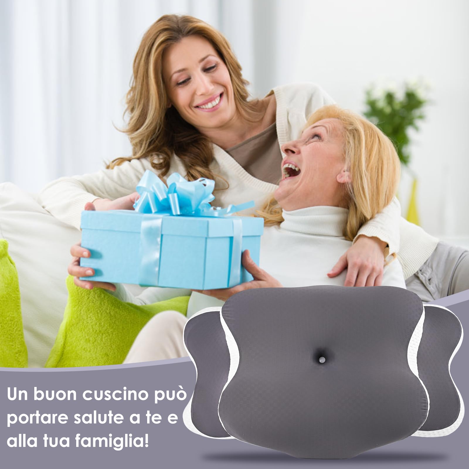 Cuscino Cervicale per Dormire Grande, 2 in 1 Cuscino in Memory Foam per Dolore alla Spalla, Cuscino Ortopedico per chi dorme sul Fianco, Sulla Schiena e Sullo Stomaco-65 x 40 cm x 14/11 cm