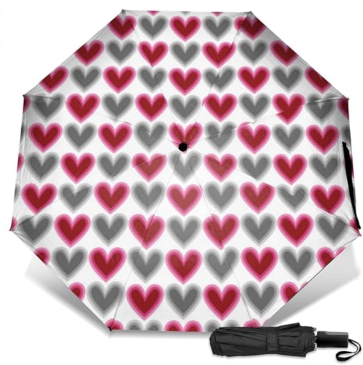 Ombrello A Forma Di Cuore, Protezione UV, Colore Off White, Antivento, Manico Gommato