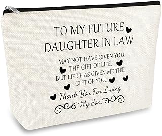 Future Daughter in Law Gift Makeup Bag Birthday Wedding Valentines Gifts for Daughter in Law Cosmetic Bag Bridal Shower Gifts for Bride Bonus Daughters Gift From Mom Zipper Travel Toiletry Pouch