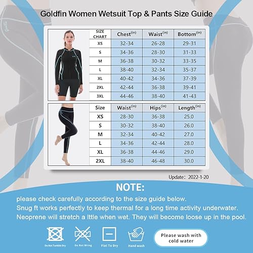 Miniatura 2 de GoldFin Traje de neopreno para mujer, camiseta y pantalones de neopreno de 0.079 pulgadas (0.079 in), pantalones para aeróbic acuático, buceo, surf