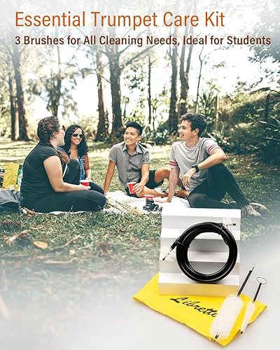 Miniatura 2 de Libretto Juego de cepillos de limpieza de trompeta con paño de pulido, cepillo de boquilla, cepillo de válvula, cepillo de agujero, paño de limpieza