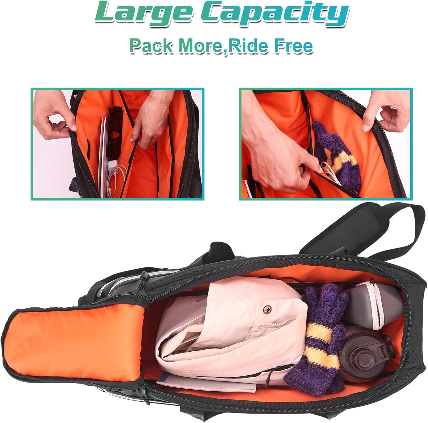 Motorcycle Saddlebag Liner, Waterproof 32L Large Hard Saddle Insert Travel Storage Bag Compatible with Touring Street Glide Road Glide Road King 1993-2023 1700 Royal Star (1 Pair)