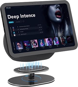 Adjustable Stand for Echo Show 8 & Echo Show 11 2025 Release, Tilt and 360 Swivel, Secure Hold Base, Easy to Use Smart Display Table Holder with Non-Slip Pads, Aluminum Made Black