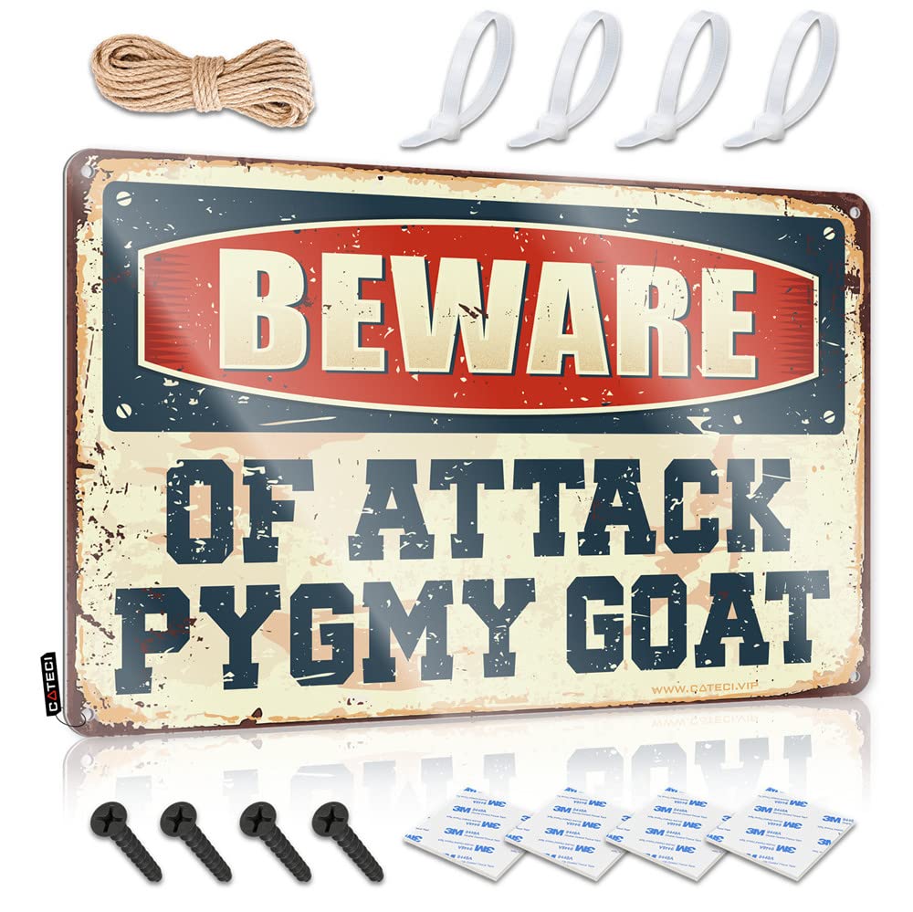 Funny Signs Billiard Beware Of Attack Pygmy Goat Sign Funny Vintage Metal Sign Metal Signs For Home Bar(30X40CM)